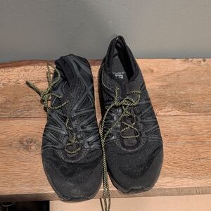 Salomon Black Athletic Shoes with Green Laces